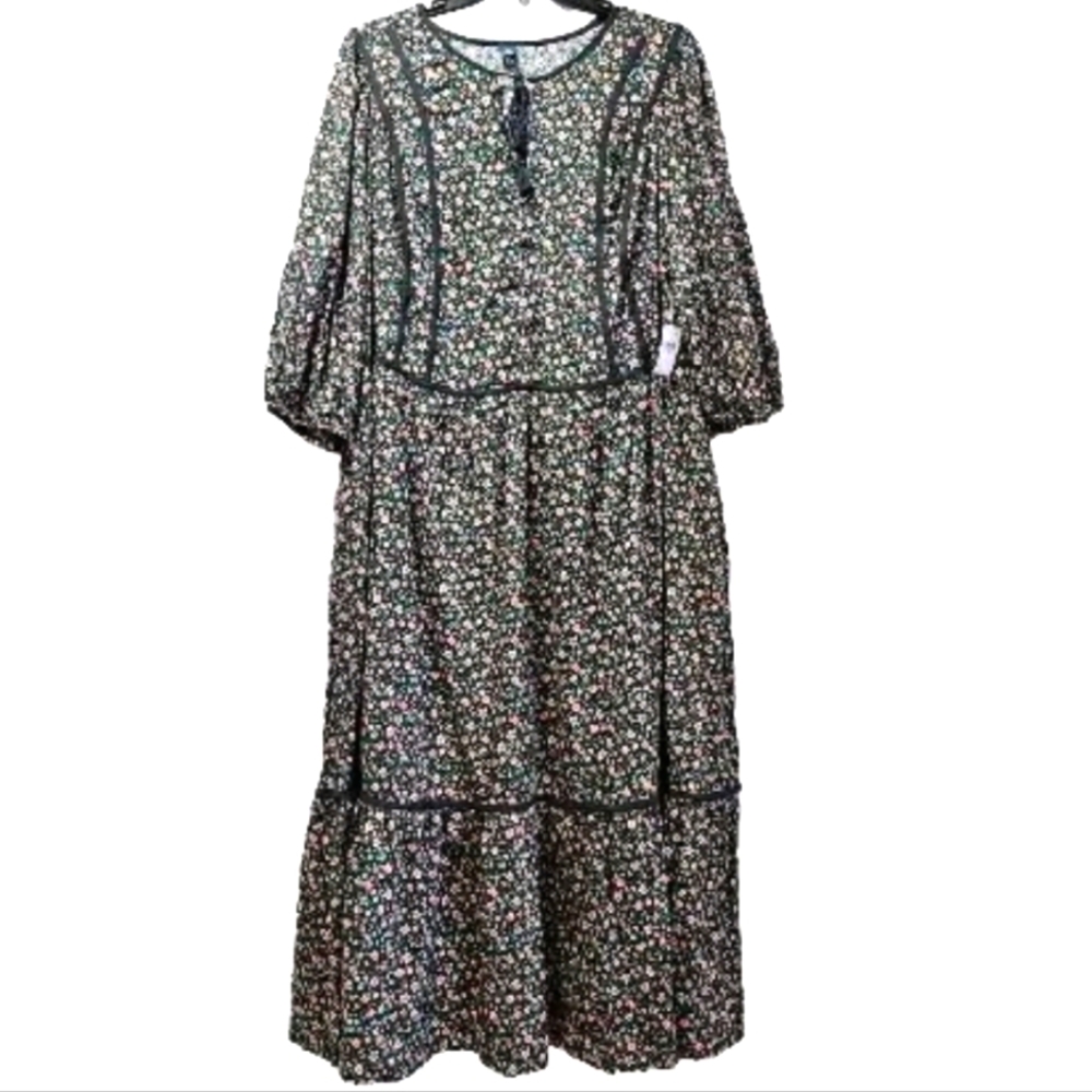 NWT 4X Old Navy Long Prairie Skirt Dress Floral Bohemian 3/4 Sleeve Cute Floral